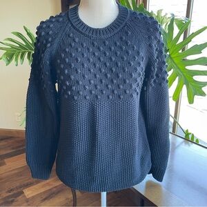 Closed Chunky Knit Women's Black Crew Neck Cotton Textured Sweater size S